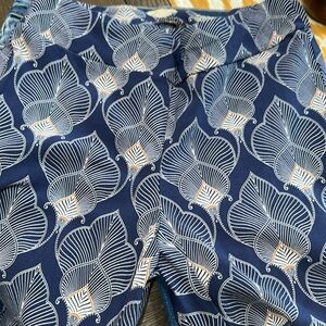 J. McLaughlin navy-and-white pattern, nylon and spandex ankle pants